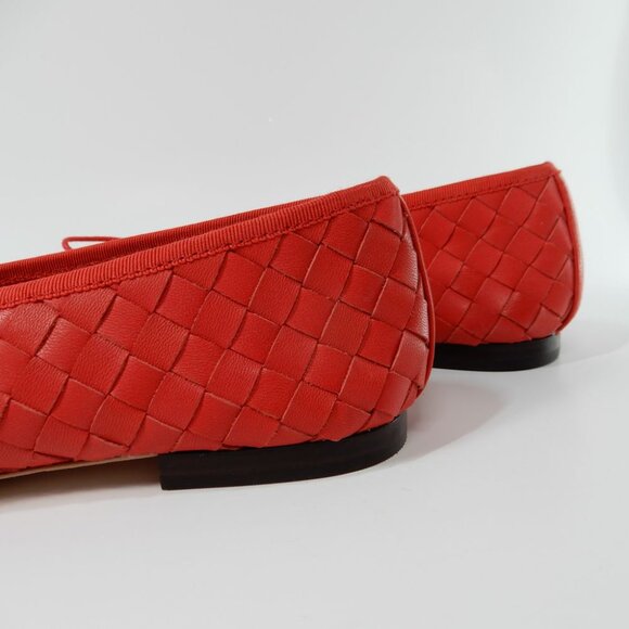 Loeffler Randall Landry Woven Ballet Flats Size 9 Red Leather Bow NEW $350 - Picture 12 of 16